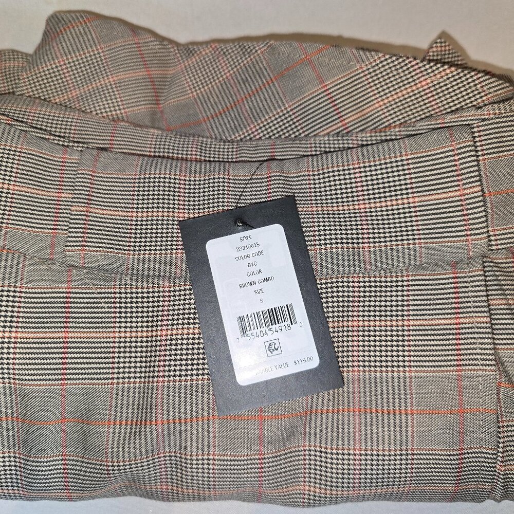 DKNY Pleated Wrap Midi Skirt in brown combo, Women's S, NWT - Picture 6 of 8